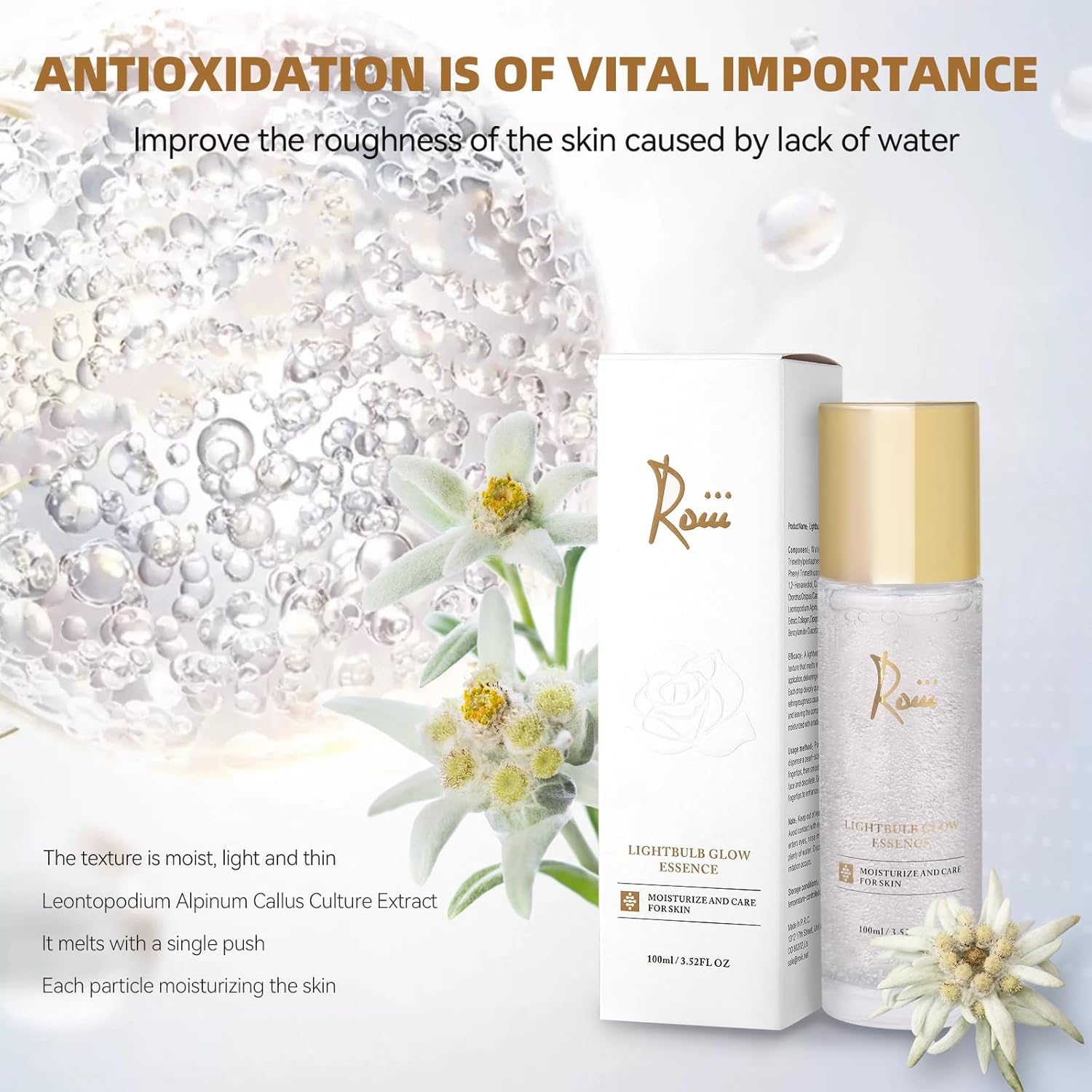 Roiii Light Bulb Glow Essence Serum - Vitamin C + Niacinamide + Hyaluronic Acid - Brightening Face Essence for Glowing Skin - Neck Reduce Dark Spots & Even Skin Tone 3.52 FL.OZ - Image 3