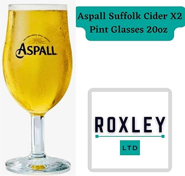 Aspall Suffolk Cider Pint Glass Glasseses 20oz X2 Man Cave