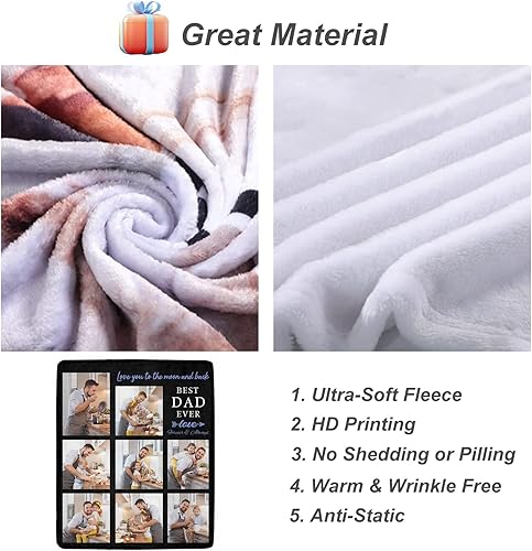 Miniatura 5 de Manta de franela con foto personalizada como regalo para papá regalo de cumpleaños para papá manta personalizada para papá de hija con imágenes