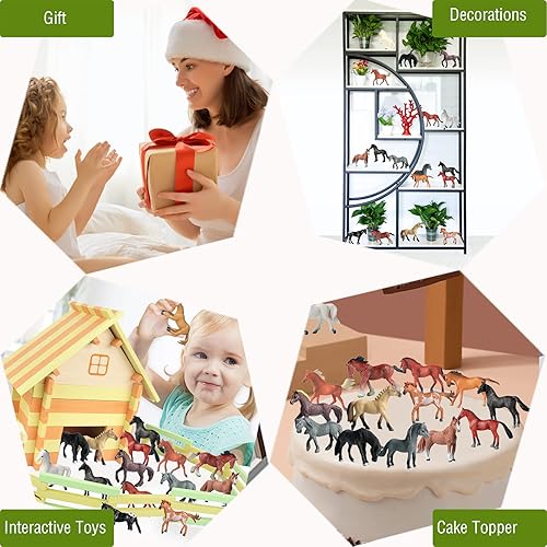 Miniatura 5 de RCOMG 18 piezas de juguetes de caballo para niñas y niños, figuras de caballo de caballo de caballo miniatura de plástico de granja realista, regalo