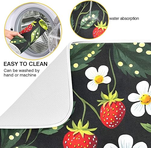 Vista 302 de Tapete de secado de platos de mariposas botánicas para encimera de cocina, almohadilla de secado de microfibra absorbente, grande, 18 x 24 pulgadas