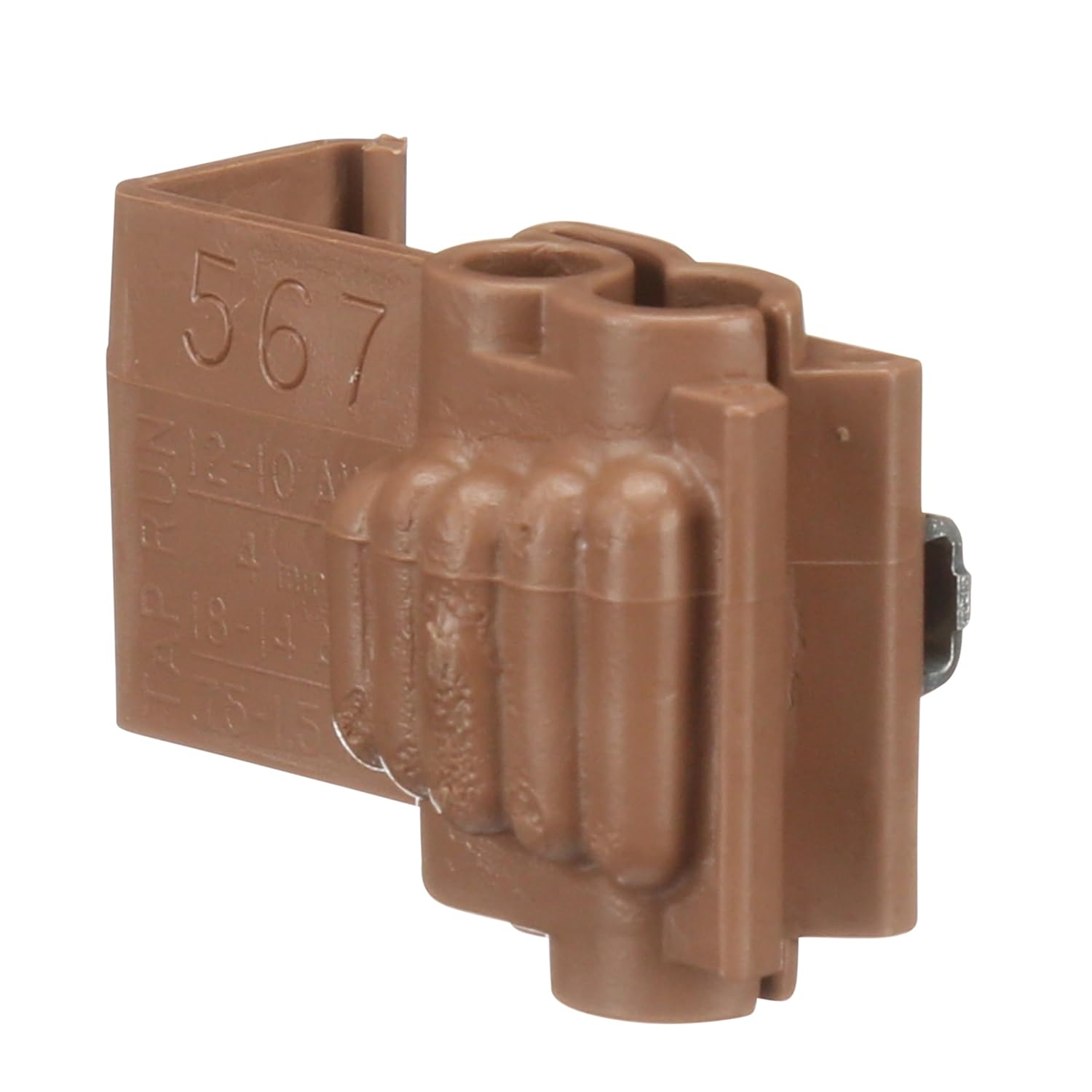 3M Scotchlok Self- Stripping Tap Connectors 567, Run and Tap, Brown, 18-14 Awg (Tap), 12-10 Awg (Run), Bag of 100
