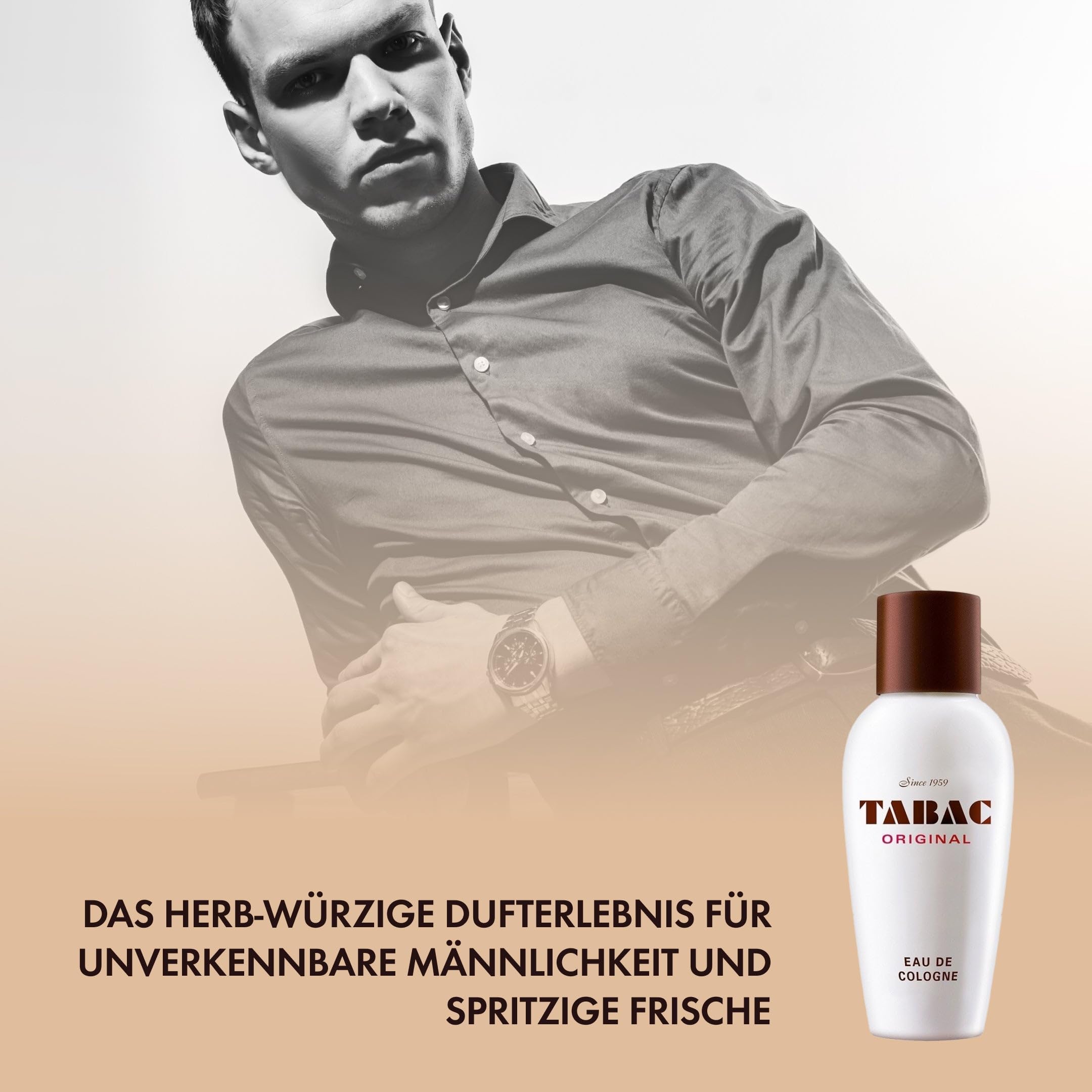 TABAC ORIGINAL Herren Eau de Cologne – Markanter, klassischer Männerduft mit Moschus & Ambra, herb-frische Nuancen und holzig-würzige Noten, Made in Germany, 300 ml Splash