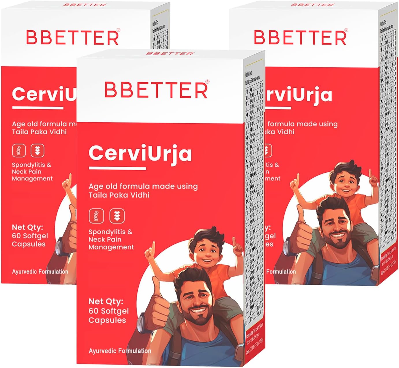 BBETTER CerviUrja - Ayurvedic Softgels for Neck, Shoulder Pain Relief & Cervical Spondylitis Relief | Made by Taila Paka Vidhi Method | 180 Softgels