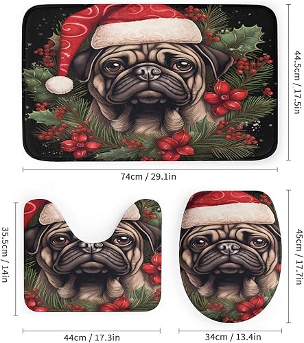 Miniatura 3 de Juego de 4 cortinas de ducha con alfombras antideslizantes, cubierta para tapa de inodoro y tapete de baño, cortina de ducha impermeable para