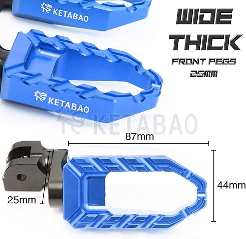 Miniatura 8 de KETABAO Clavijas delanteras anchas BUZZ CNC azules compatibles con YZF R6 1999-2002 R125 2008-2013 YZF R25 2014-2015