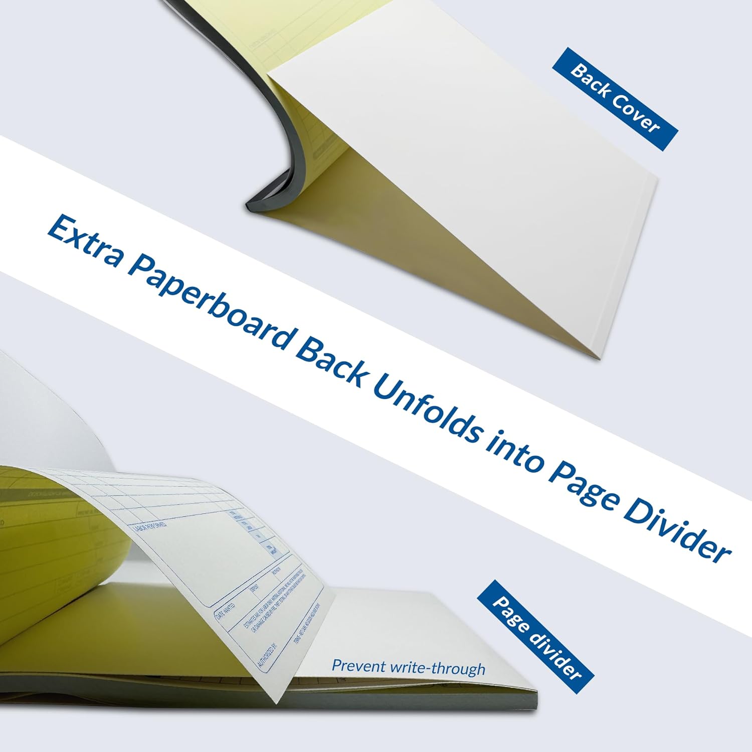 Repair Order Book, 2 Part Carbonless Job Work Order Forms - White/Yellow, 5-7/10 x 8-1/4 Inches, Invoice Receipt Book for Small Business, Consecutively Numbered, 400 Sets (8 Packs)