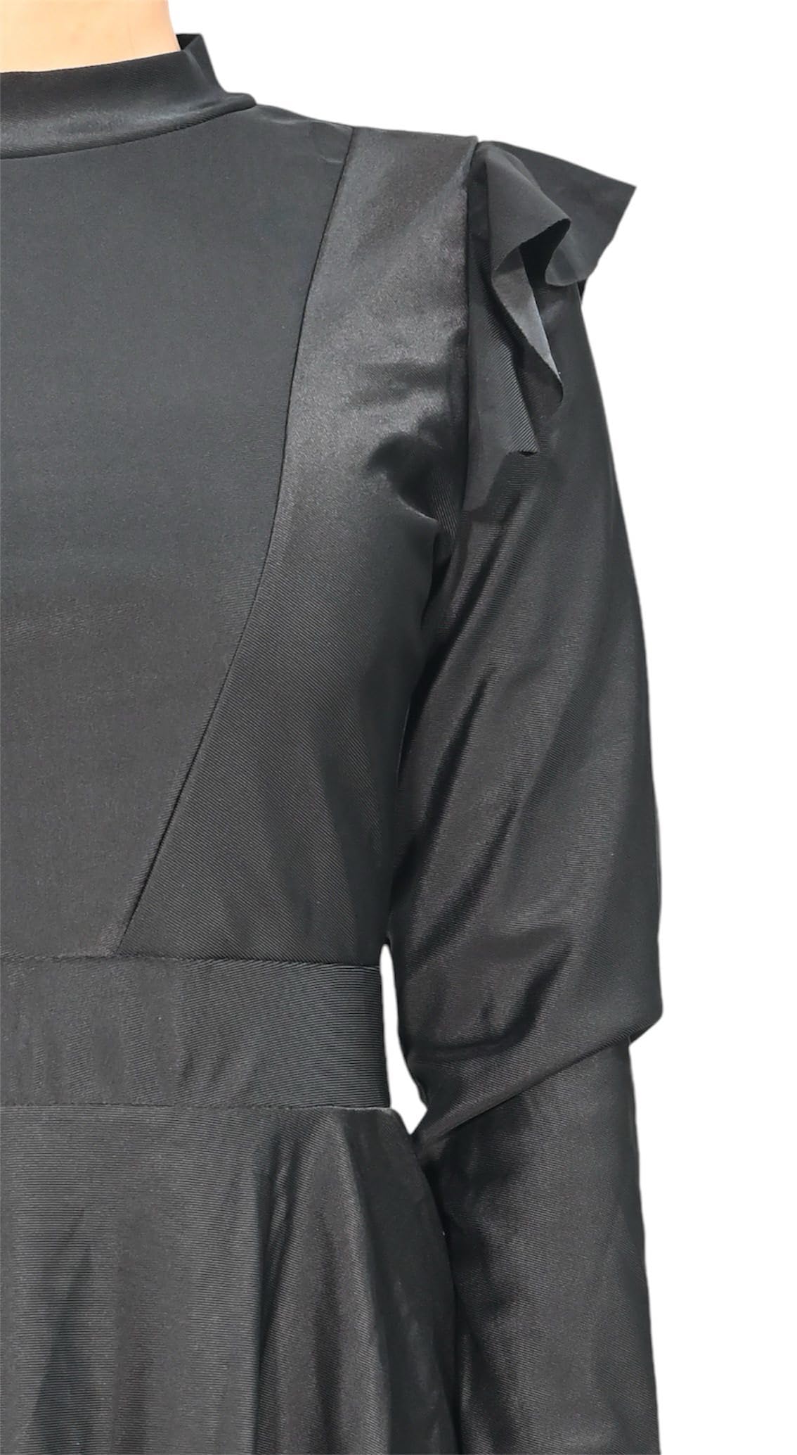 Burkini Modesto con Gonna a Strati e Volant per Copertura Totale (Nero, 3XL=50)