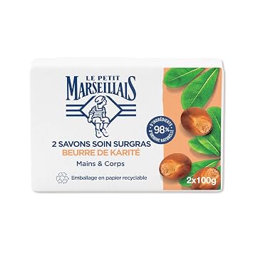 Le Petit Marseillais Savon soin surgras au beurre de karite - Les 2 savons de 100 g Surgras care soap with shea butter