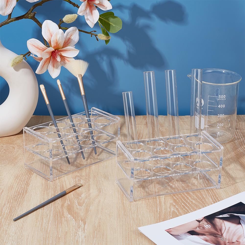 OLYCRAFT 2 confezione di Portaprovette In Acrilico per Provette 50ml Portaprovette Da Laboratorio Ad Alta Trasparenza A 8 fori per Esperimenti Scientifici Organizer - Diametro Interno 3cm