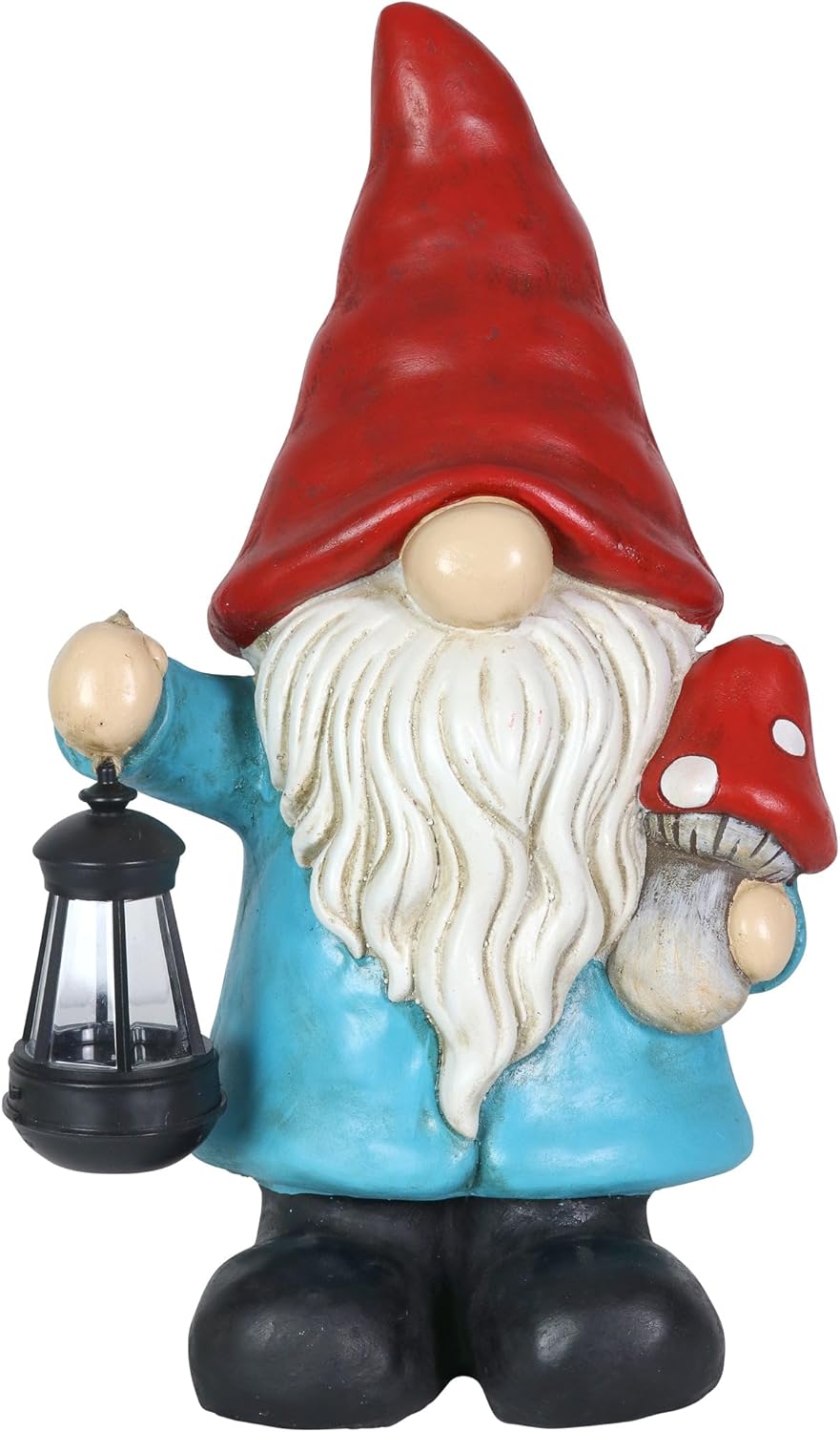 Exhart Solar Garden Gnome Statue w/LED Lantern, Durable Resin,Cute Outdoor Garden Décor,11”x7.5x19