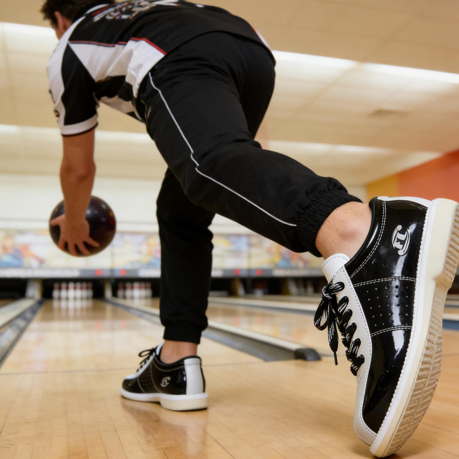 Scarpe da Bowling da Uomo Leggere Antiscivolo con Lacci Scarpe da Bowling Traspirante Taglia Grande per Giardino Prato