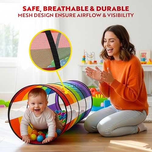 Miniatura 5 de Túnel de juego extragrande para niños pequeños de 1 a 3 años – Tubo de gateo emergente para bebés, actividad sensorial, juguete para niños