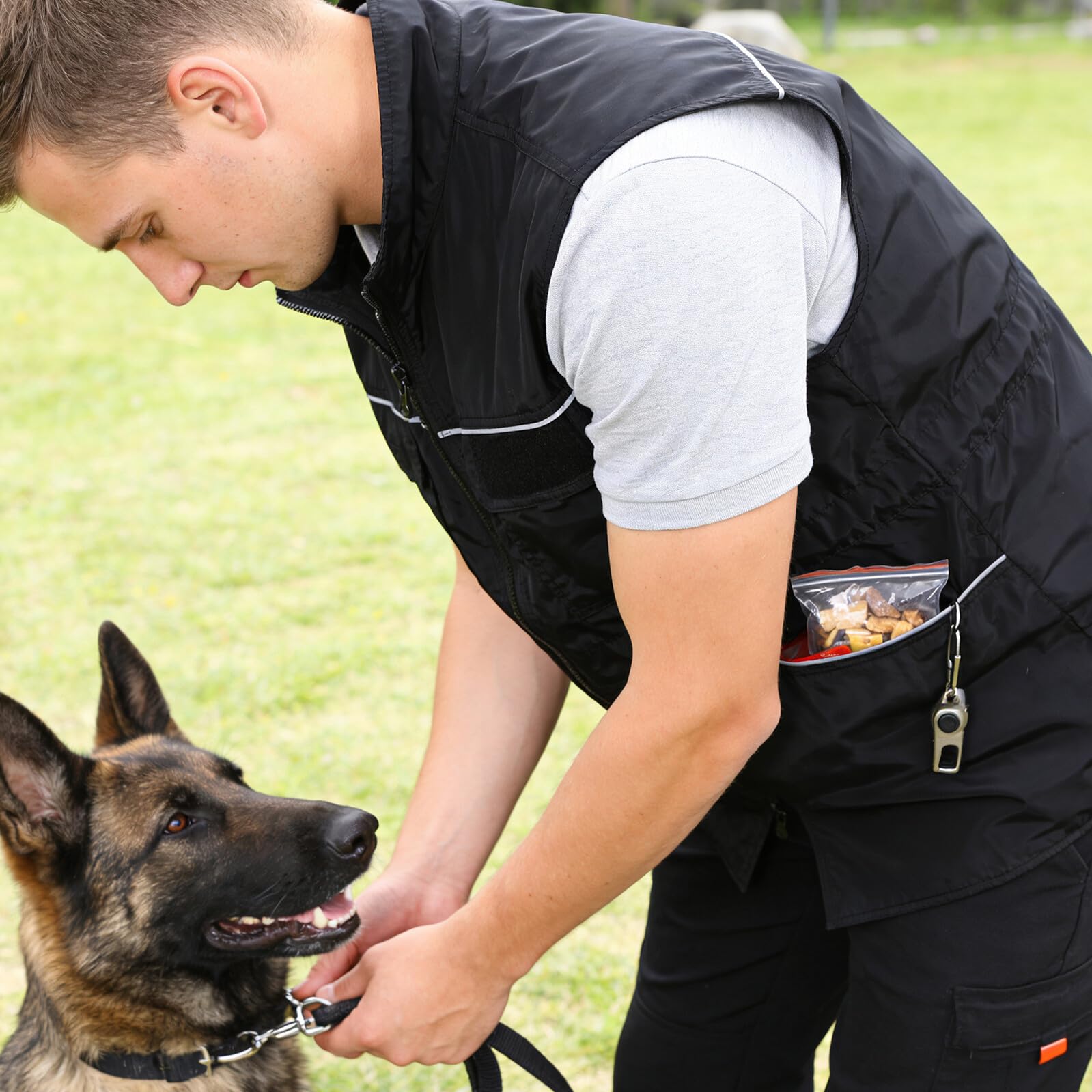 Chaleco de Adiestramiento para Perros Bolsillos Protector Antiarañazos Reflectante para Entrenadores Caninos para Paseos y Entrenamiento