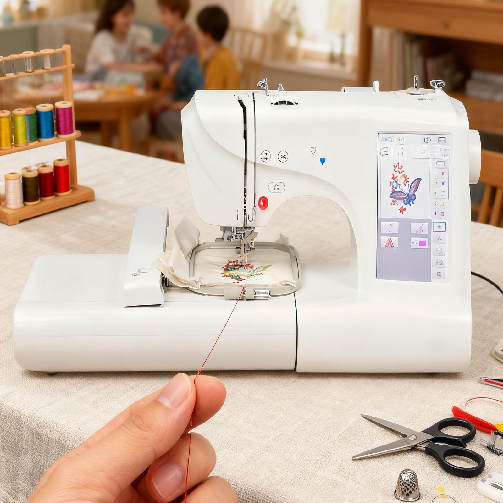 Maszyna Do Szycia I Haftowania Diy, 7-Calowy Ekran Dotykowy Lcd, 158 Wbudowanych Wzorów I 210 Czcionek, 2 Rozmiary Tamborka (100 X 100 Mm/100 X 235 Mm), Oświetlenie Led