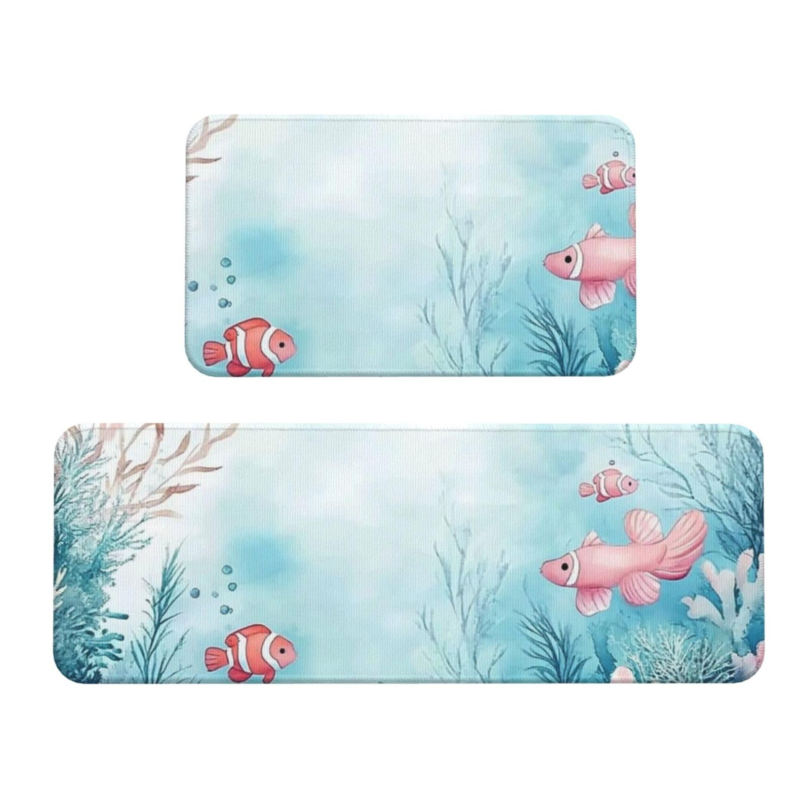 Tapetes de cocina acolchados Merman antideslizantes y lavables con diseño de escamas