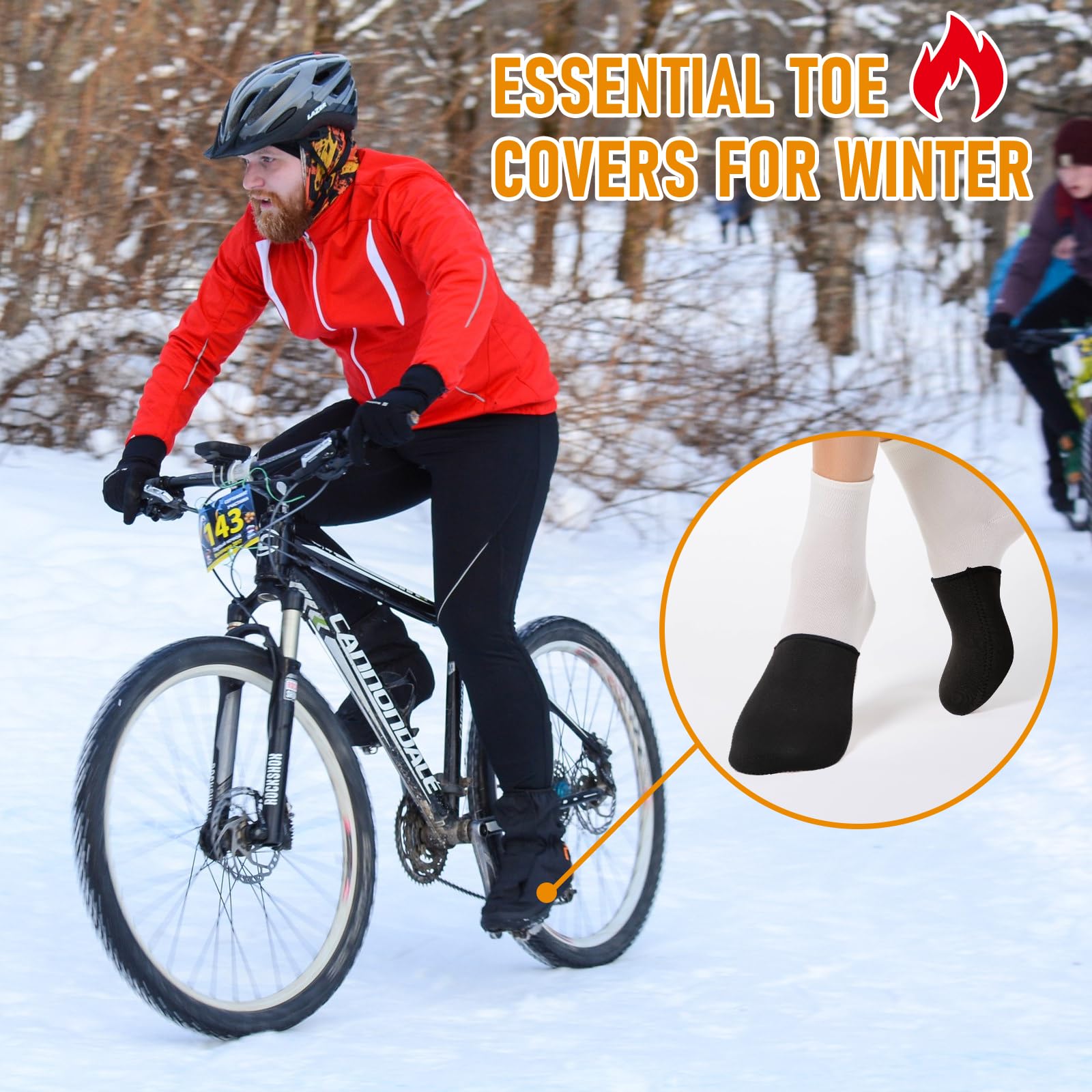 Chauffe-orteils Néoprène – 2 Paires, Réutilisables, Antidérapants, Pour Ski, Vélo, Randonnée, Taille L, Noir