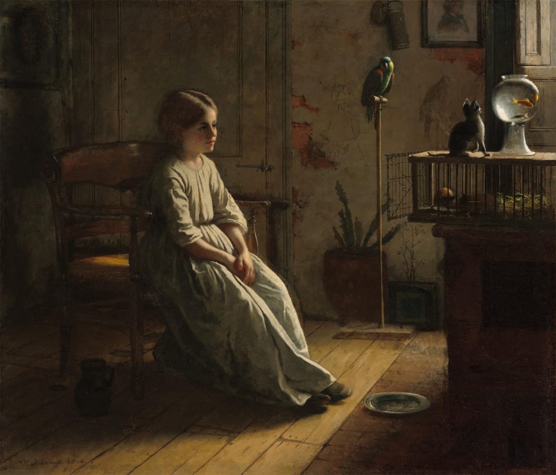 POSTERIIk Vintage Art Print Images Pictures Print the Pets by Eastman Johnson Modern Colour Posters for Office Home Decor 60x90cm