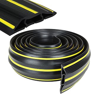 YOUNTHYE Rubber Floor Cable Cover 3m, Floor Cable Protector, Wire Cover, Floor Cable Cover Protector 3 Cord Channels for Offices, Retail, Gyms, Factories & Garages