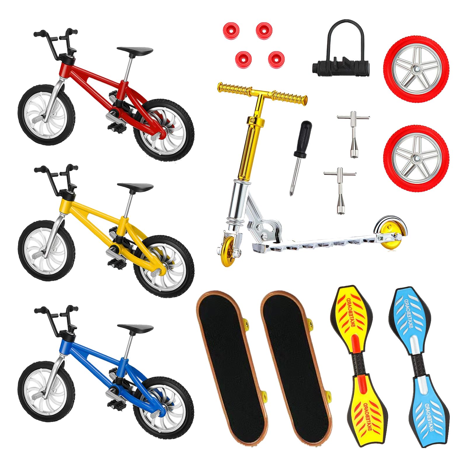 DtgEcd 18 Pcs Finger Boards Skateboards Set, Mini Skateboard, Finger Scooter, Exercise Finger Coordination Ability and Develop Children's Intelligence,Classroom Rewards, Party Gift Stuffing