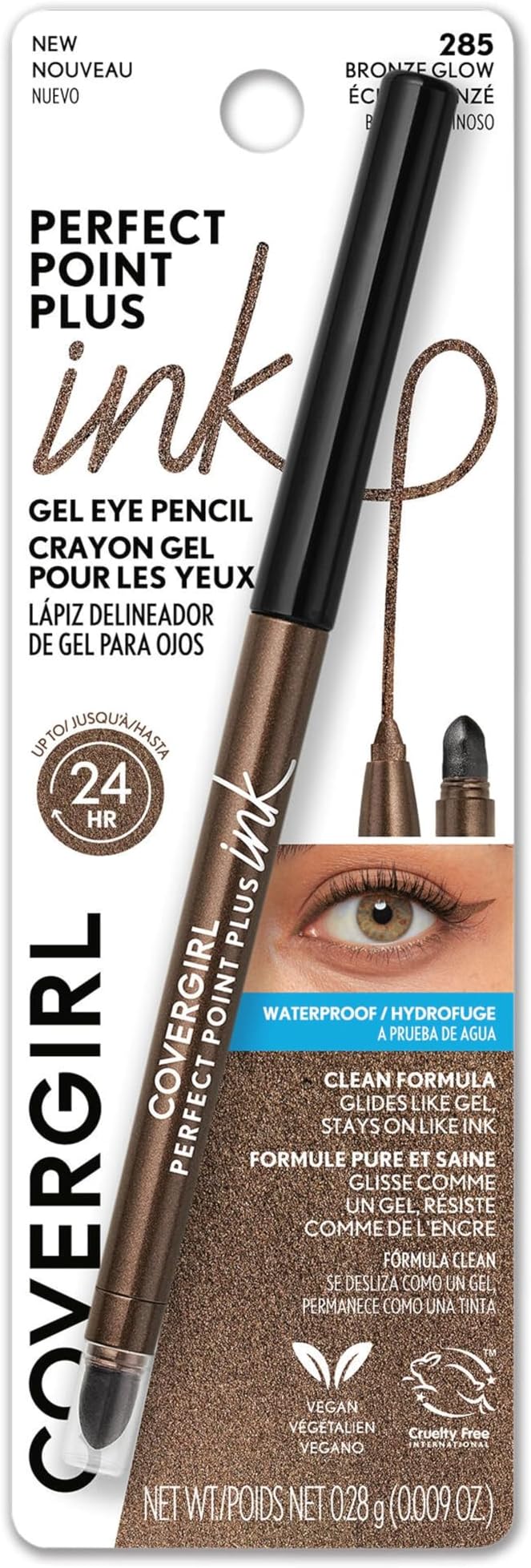 Perfect Point Plus Ink Gel Eye Pencil, Pigmented, Long-Wearing, Vegan Formula, Bronze Glow 285, 0.01oz