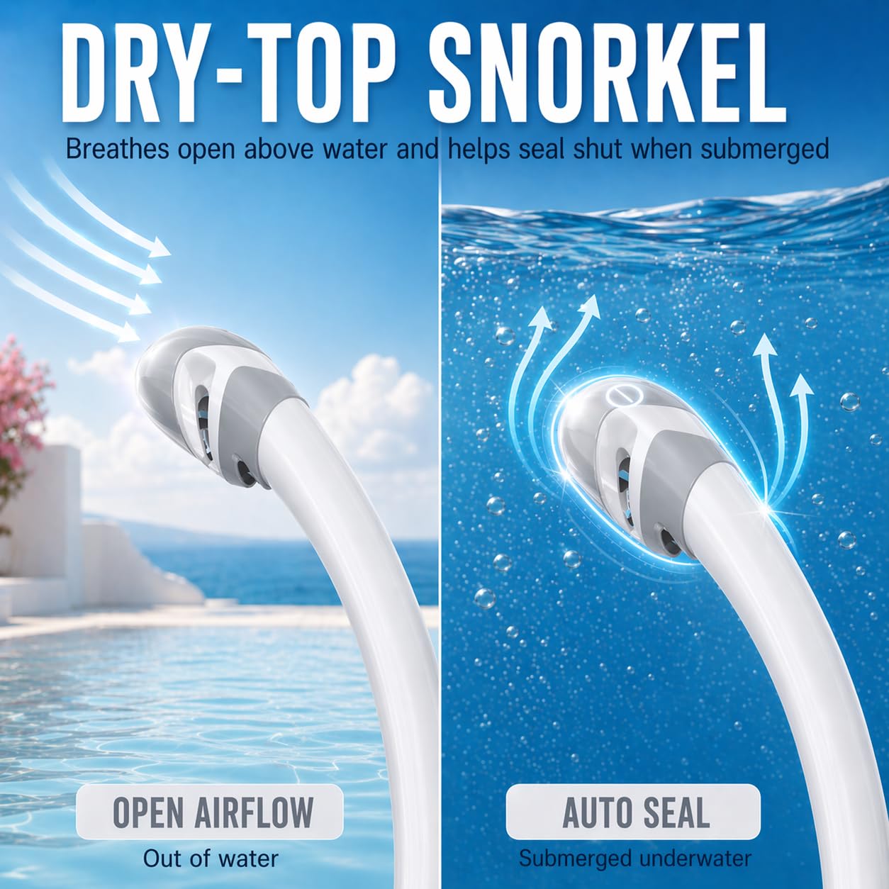 Watertime - Set da snorkeling per adulti, con maschera panoramica anti-appannamento e design impermeabile, maschera da snorkeling per adulti per snorkeling e immersioni