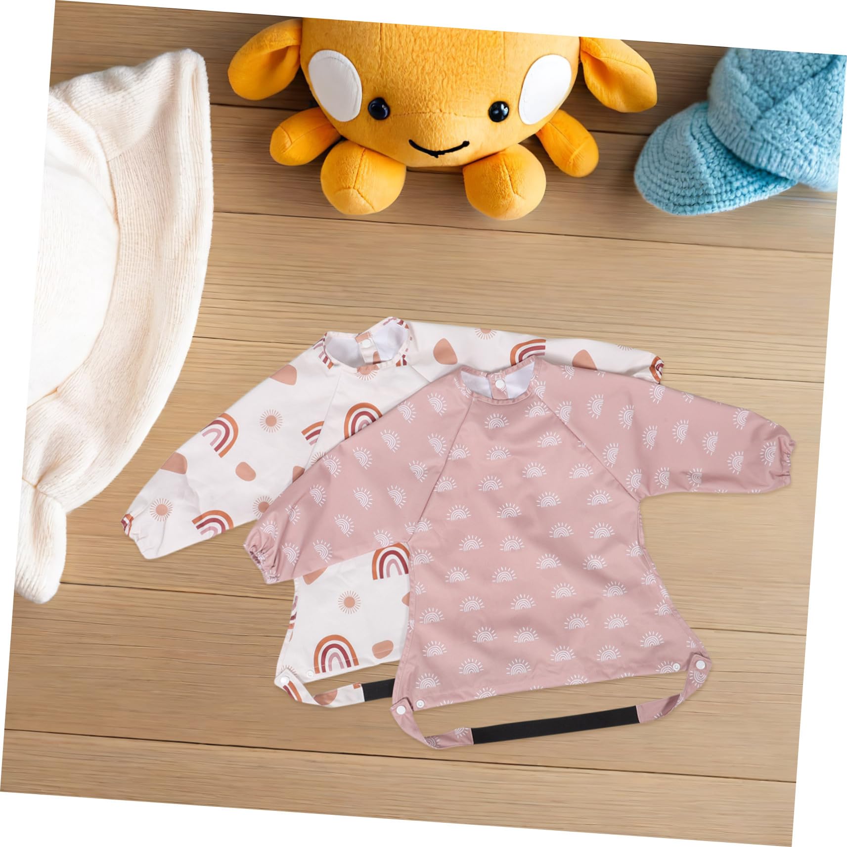 2 Stück Wasserdichte Schürze mit Langen Ärmeln Verschmutzungsresistente Fütterungsschürze für Junge Mädchen und Kleinkinder Dickes Herbst-winter-material Einfach an Auszuziehen