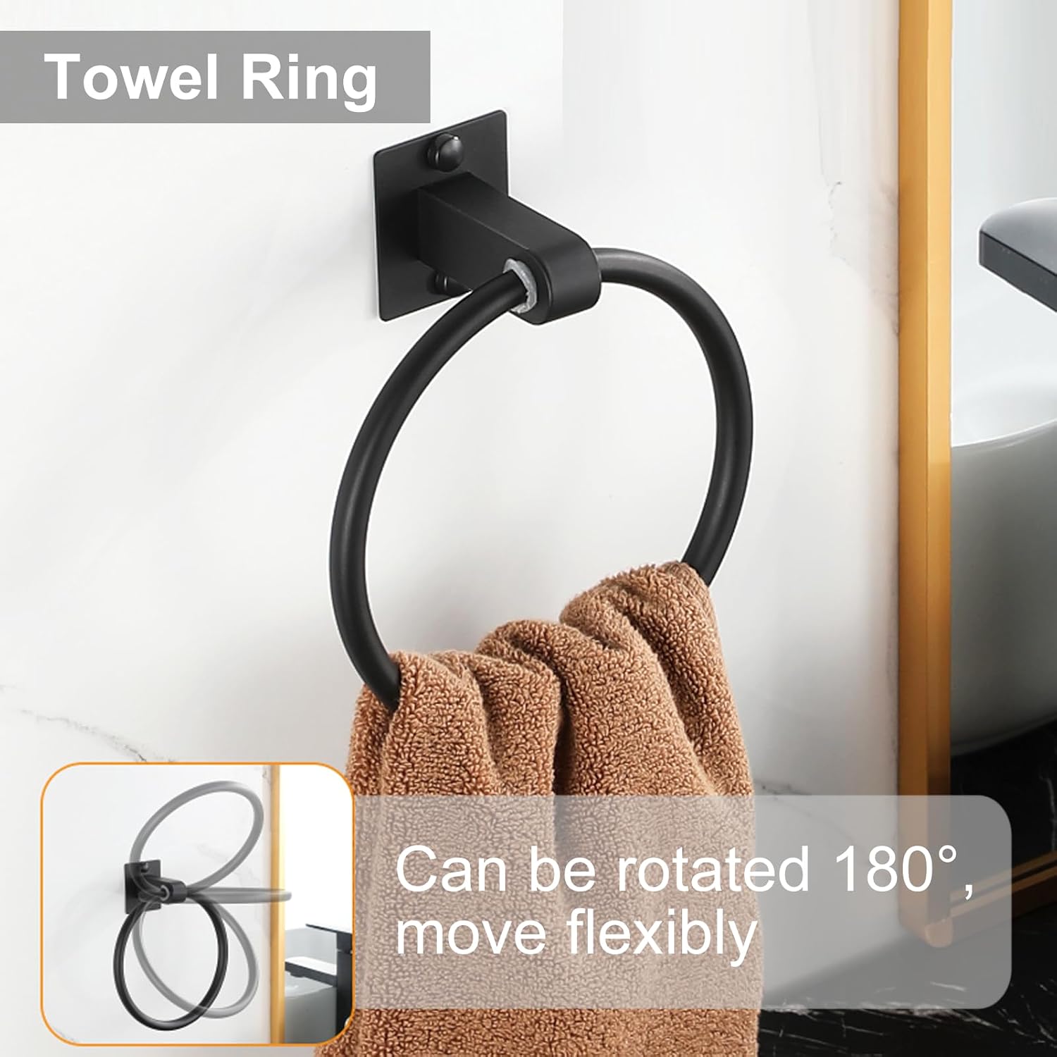4 Pieces Stainless Steel Bathroom Hardware Accessories Set - Matte Black image 3