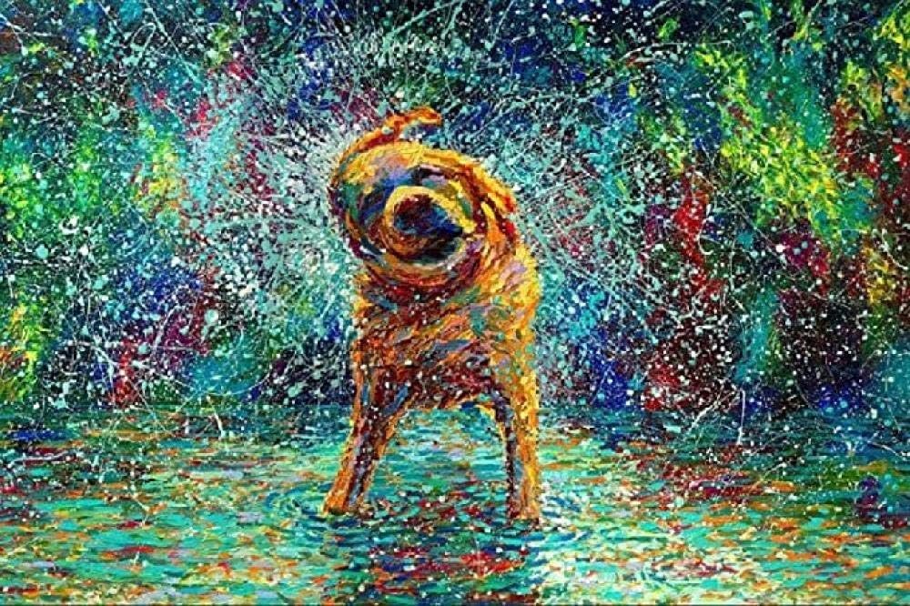 Cjdeng Jigsaw Puzzles 1000 Pieces For Adults Kids Golden Retriever Dog Wooden Puzzles Educational Games Toys For Children Animation Pairing Puzzles Gift