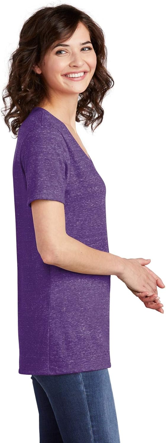 JERZEES Ladies Snow Heather Jersey V-Neck T-Shirt 88WV M Purple - Image 3