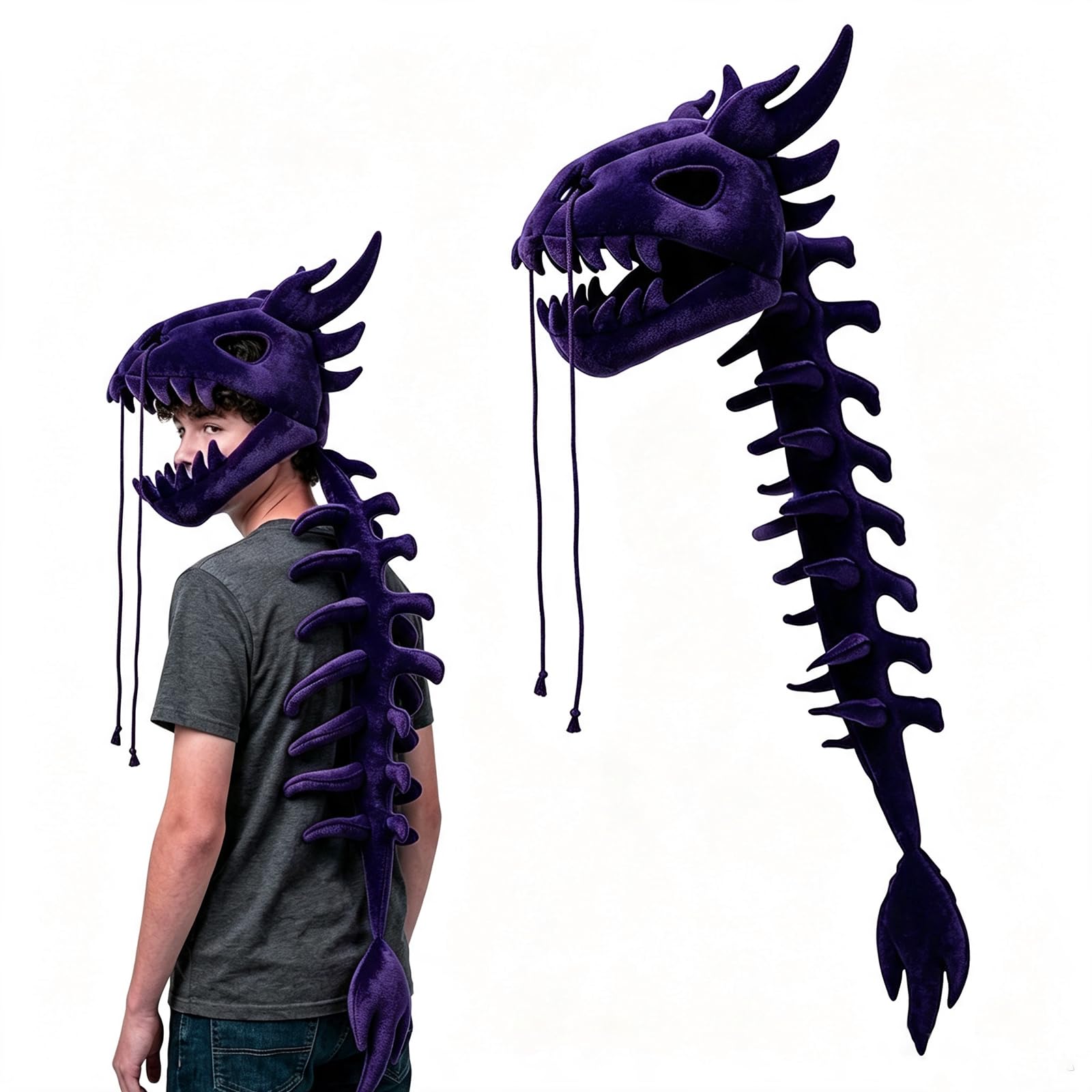 Costume da dinosauro per bambini, in peluche, portatile, per Halloween e feste in maschera