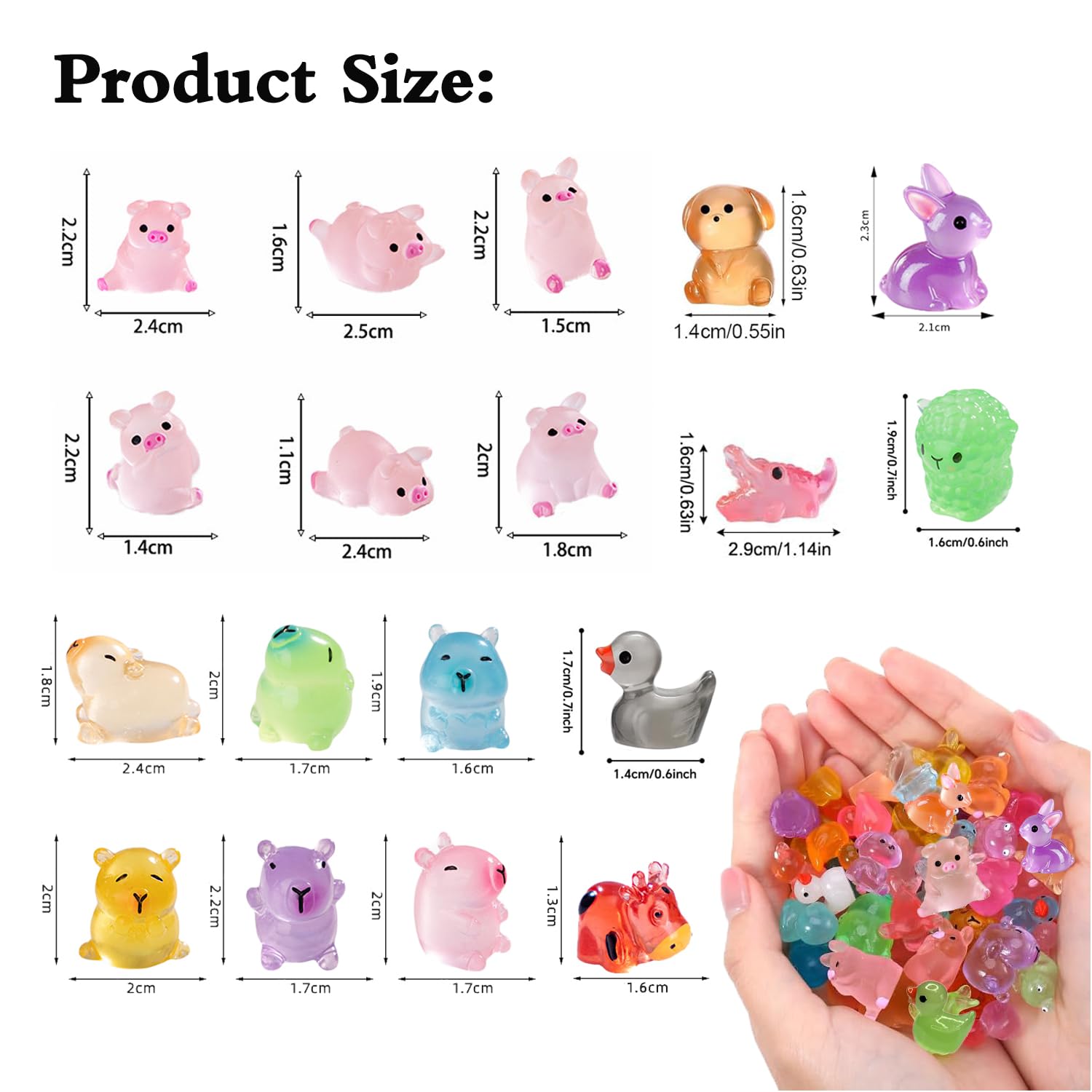 52pcs Mini Luminous Resin Animals,52 Styles Tiny Resin Animals Glow In The Dark Miniature Little Small Animal Figures for Micro Fairy Garden Landscape Accessories Dollhouse Hide Crafts Aquarium Decor - Image 4