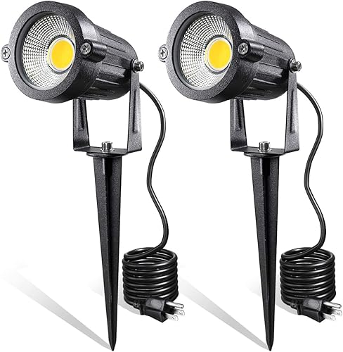 Miniatura 1 de LEACOCO Luces LED de paisaje, 5 W 120 V CA para caminos al aire libre, jardín patio, luz de inundación impermeable IP65, foco al aire libre con
