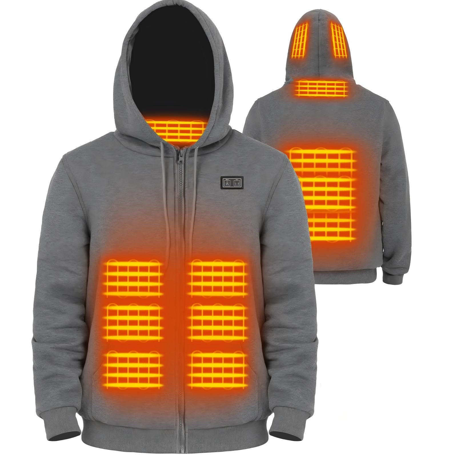 Heated Hoodie for Men Women with Battery Pack 7.4V 16000mAh, Hooded Heated Sweatshirts with 6 Heating Zones