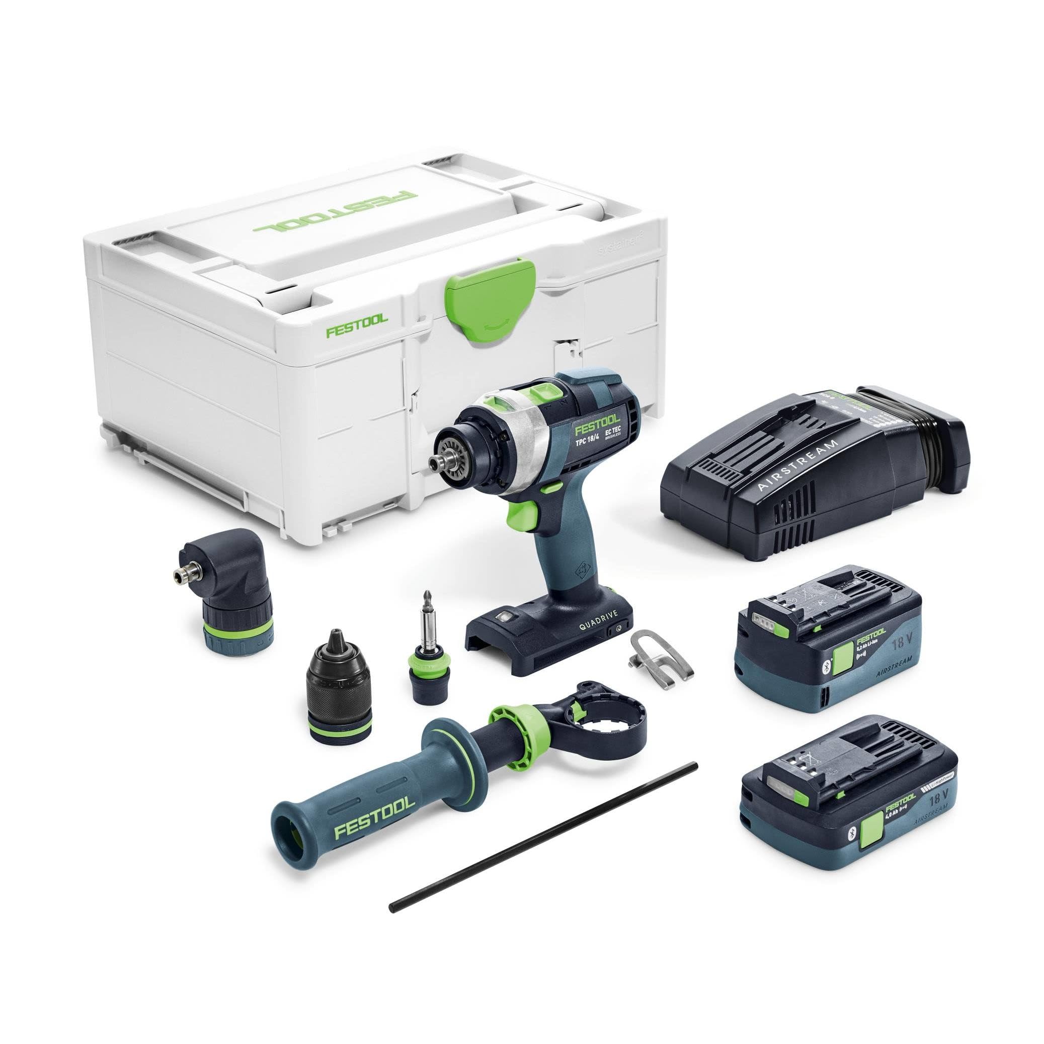 Festool 577626 Cordless Drill QUADRIVE TPC 18/4 HPC 18V 4.0 Ah I-Set