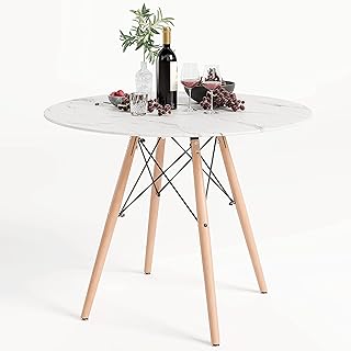 GOLDFAN Small Round Dining Table Marble Effec...,