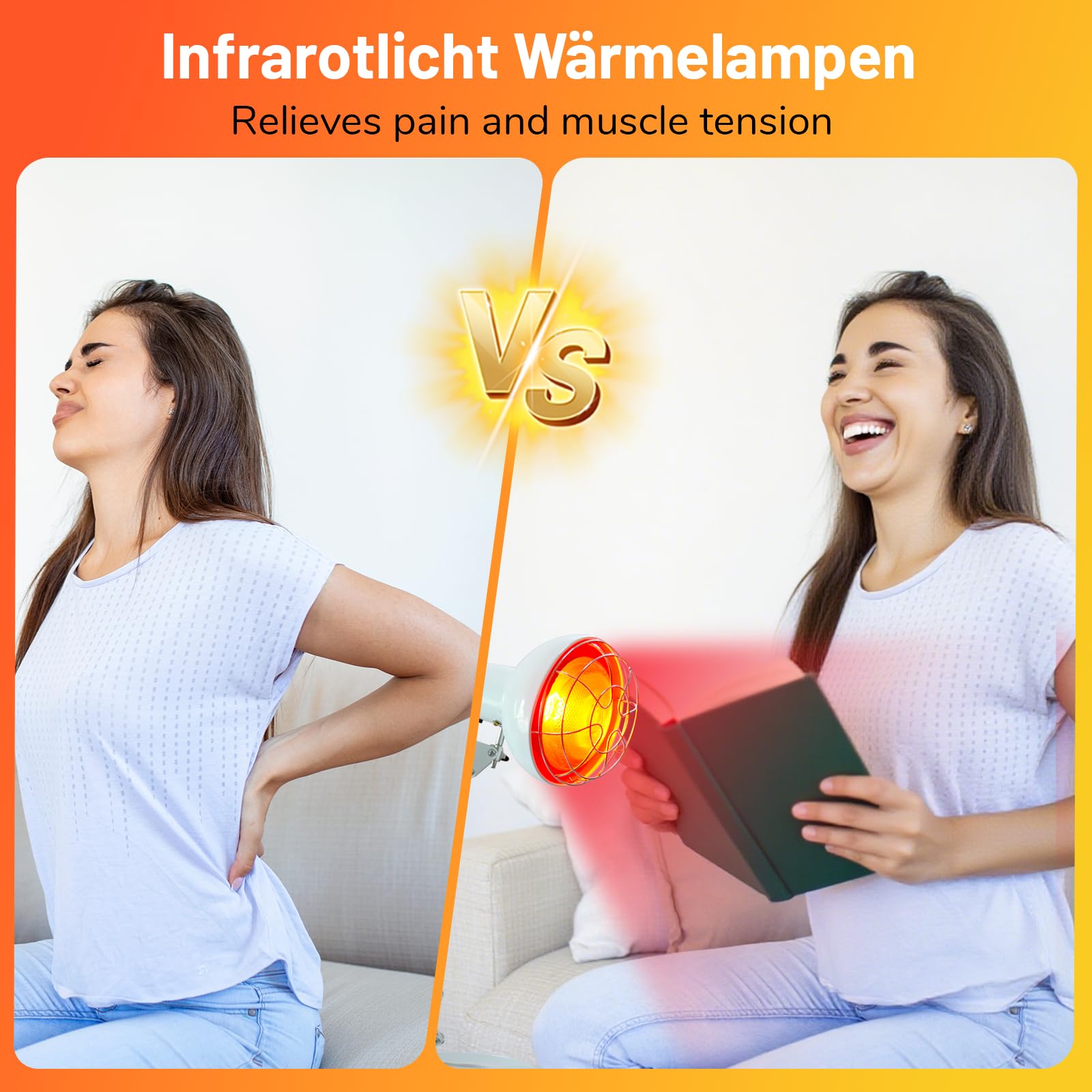 Infrarotlampe, 150W Infrarotlichtlampe Wärmelampe, 10 Stufen Temperatur Einstellbar mit Timer, Infrarotlicht Rotlichtlampe Wärmelampe fur Schmerzlinderung