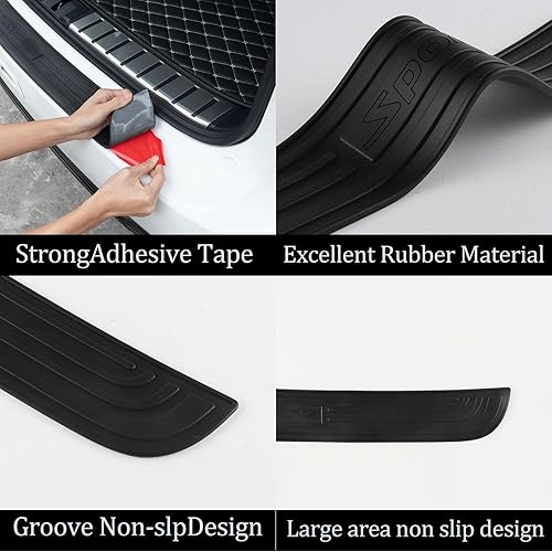 Miniatura 3 de SINGARO Protector de parachoques trasero de automóvil, 41.5 x 3.6 pulgadas, accesorios universales de goma antiarañazos para el exterior del