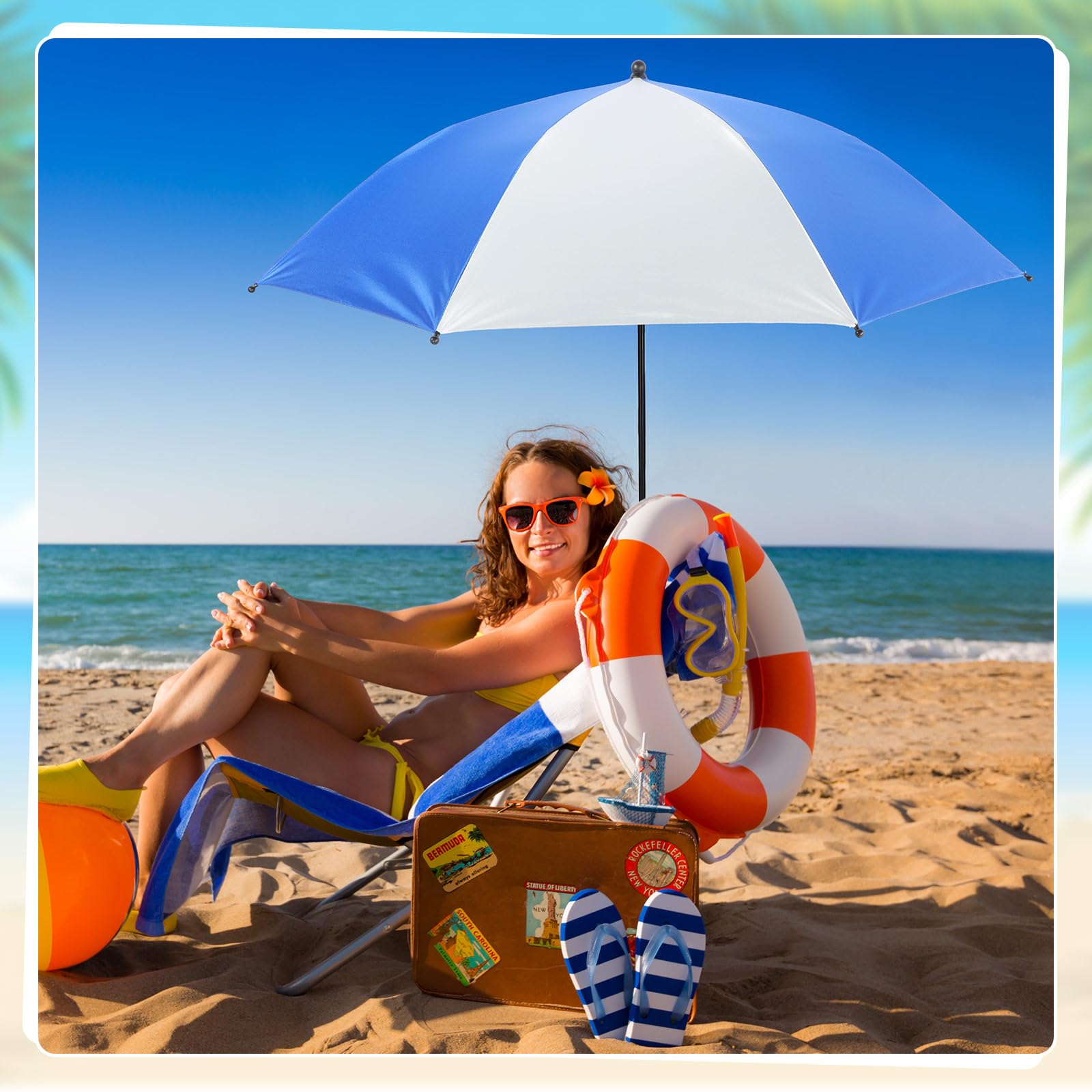 Hosuly 4 paraguas de silla de 46 pulgadas con abrazadera ajustable universal, protección solar, paraguas portátil para exteriores, silla de camping, patio, carritos de golf, no incluye silla