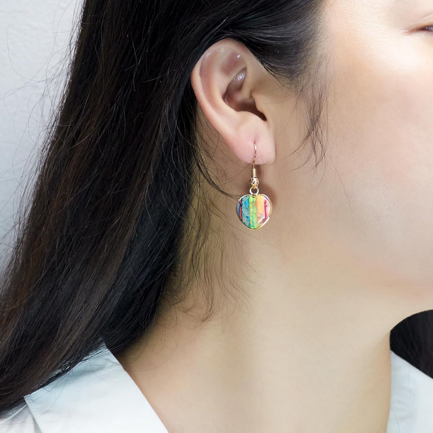 5 Pieces Natural Imperial Jasper Stone Heart Shape Pendant,Gemstone Links Charms for DIY Jewelry Making Unique Gemstone Pendant for Necklaces, Bracelets, Earrings - Image 3