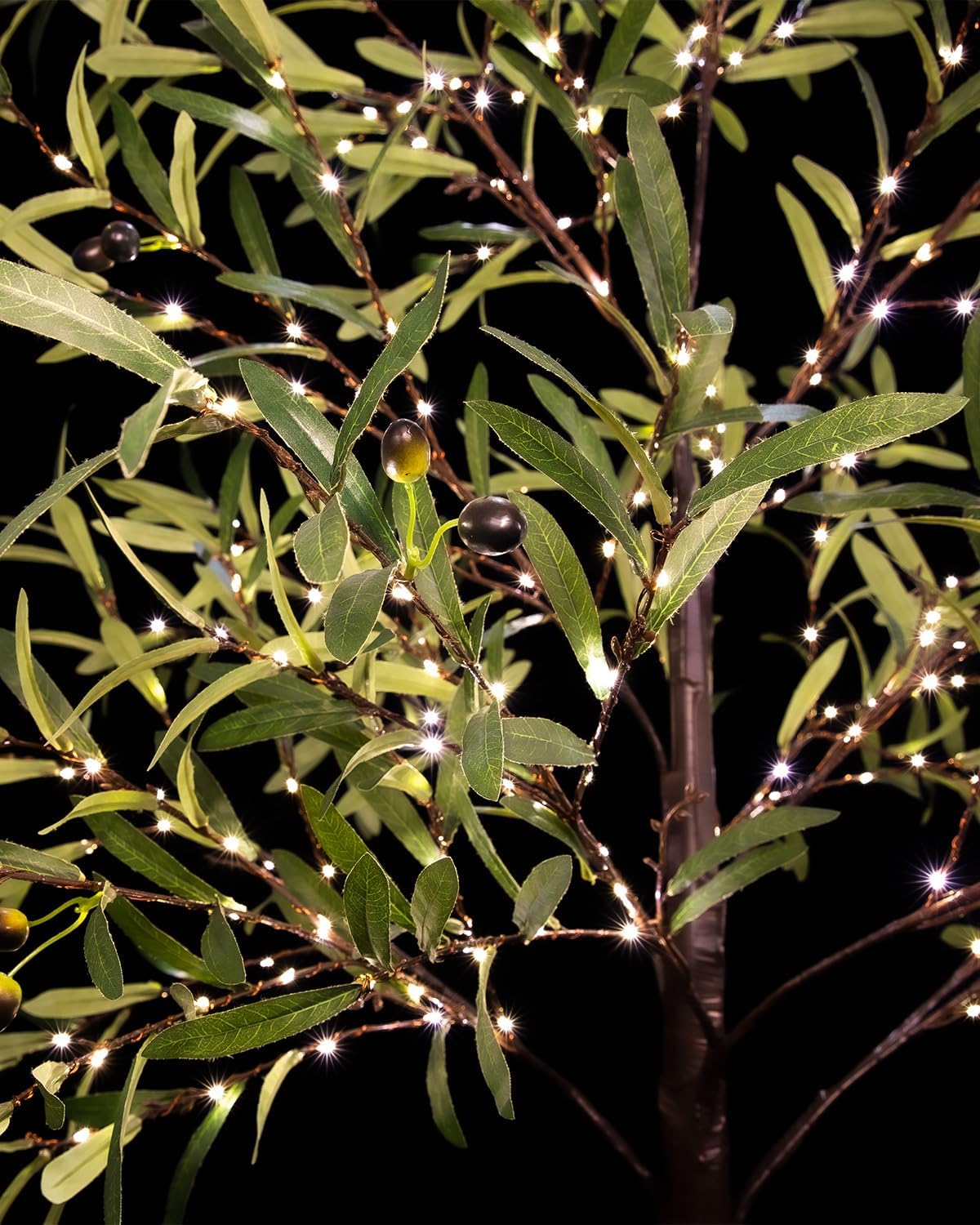 6ft Lighted Olive Tree with 300 Warm White LED Lights for Holiday Decor - Dimmable, UL Certified - Ideal for Indoor and Outdoor Decoration - Image 7