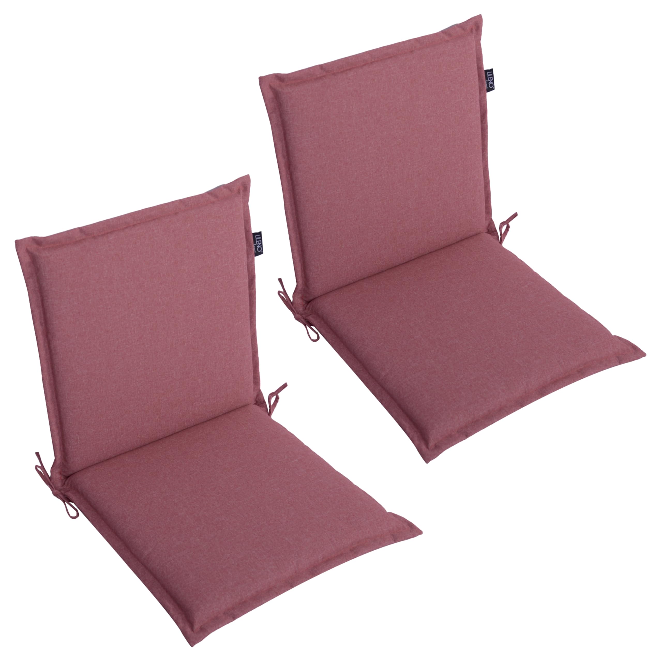 LILENO HOME Malta Coussins pour chaise de jardin, en set de 2, pour chaise longue à dossier bas, rouge, coussins confortables pour chaises pliantes