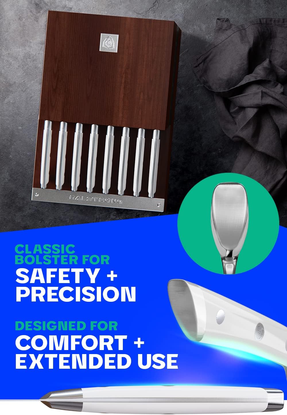 Dalstrong Steak Knife Set with Folding Block - 8 Pc - Gladiator Series - 5" Straight Edge Blade - Forged High-Carbon German Steel - w/Modular Storage Block - Glacial White ABS Handle - NSF Certified: Home & Kitchen