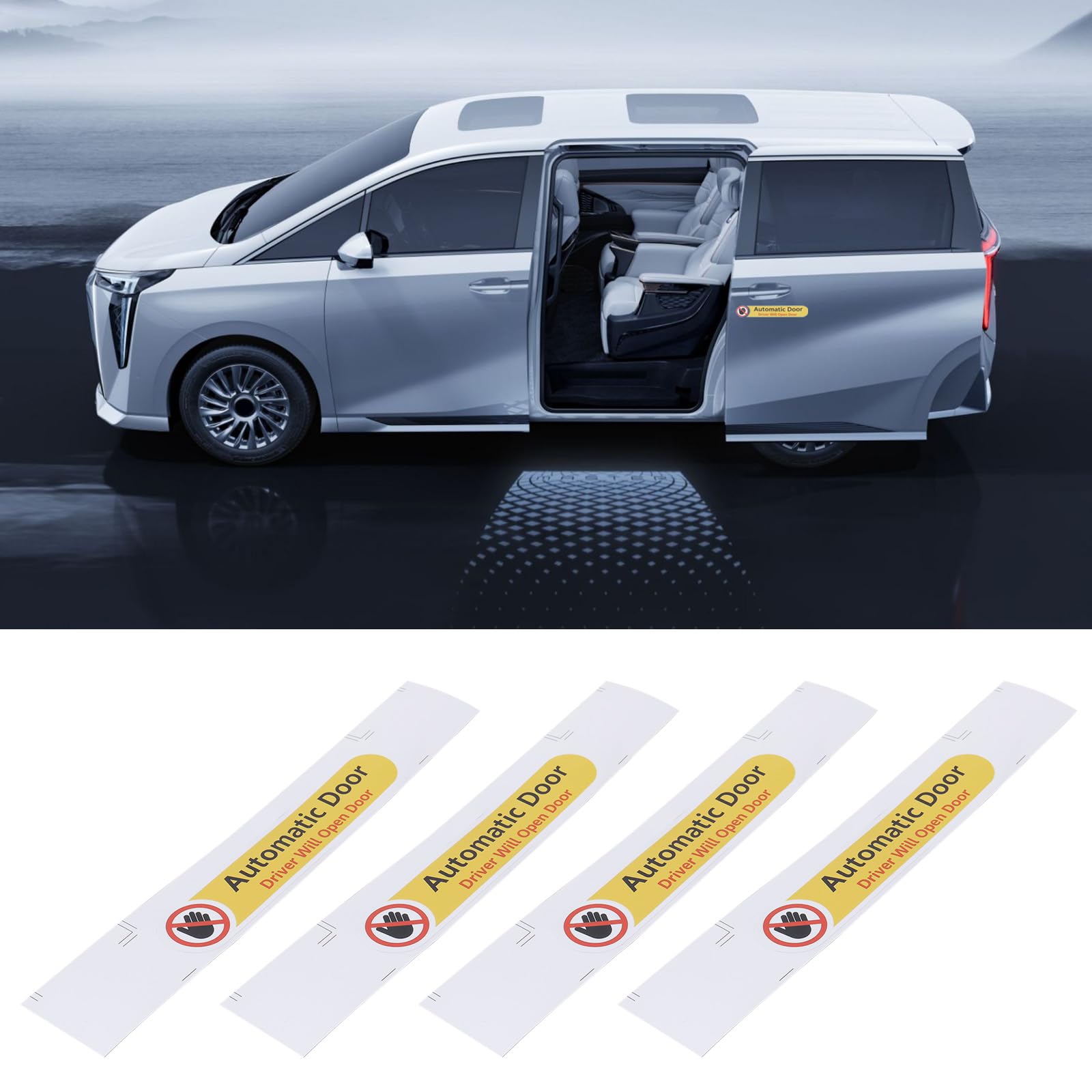 Briny River 10pcs Automatic Door Sticker, 5 x 1 Inches, Yellow, Vinyl, Waterproof, UV Resistant, Safety/Warning, Outdoor Use - Image 2