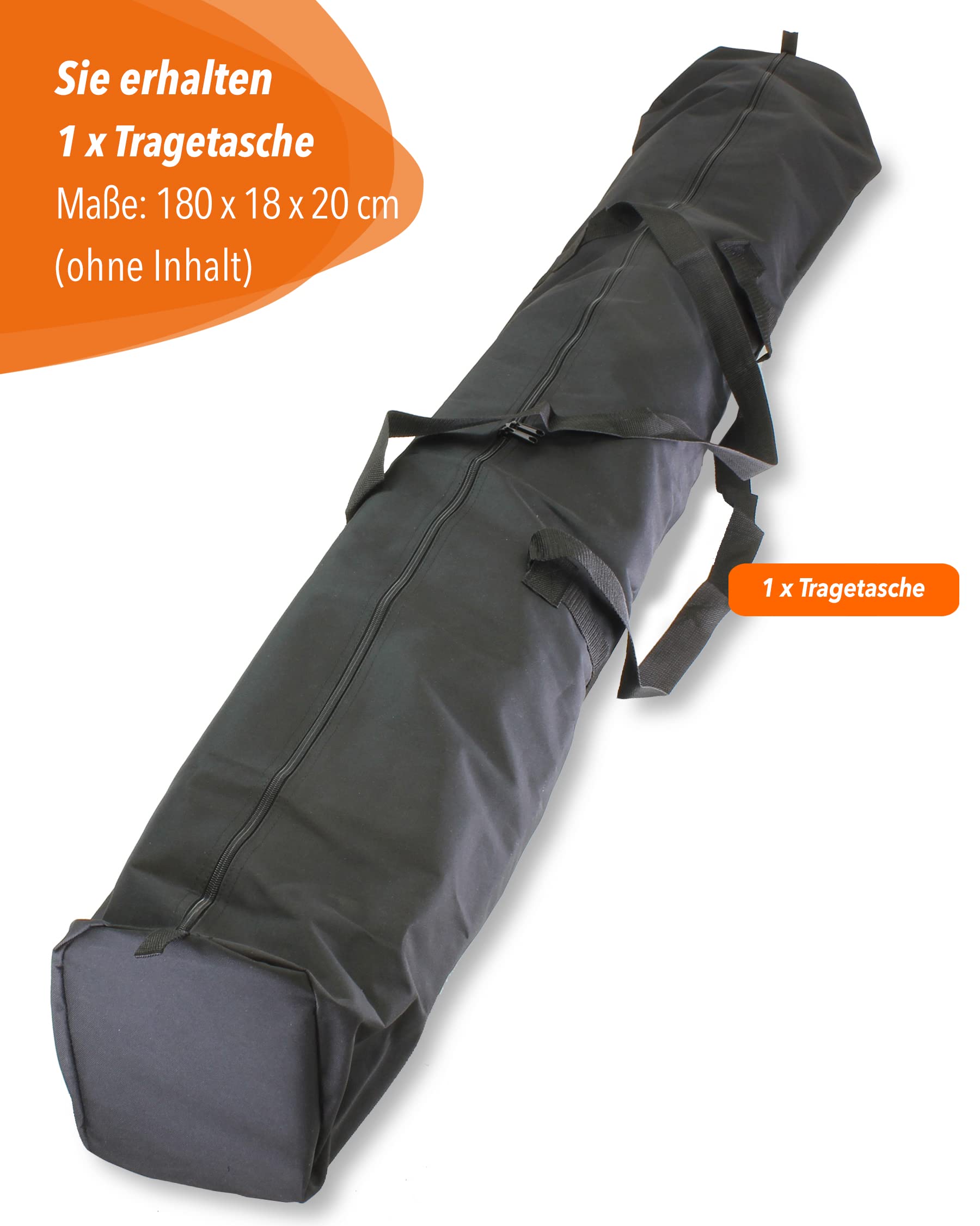 Tragetasche für Stangen bis 180 cm – schwarz, 180 × 18 × 20 cm, strapazierfähig & abwaschbar, mit Schultergurt für Training & Fahnen