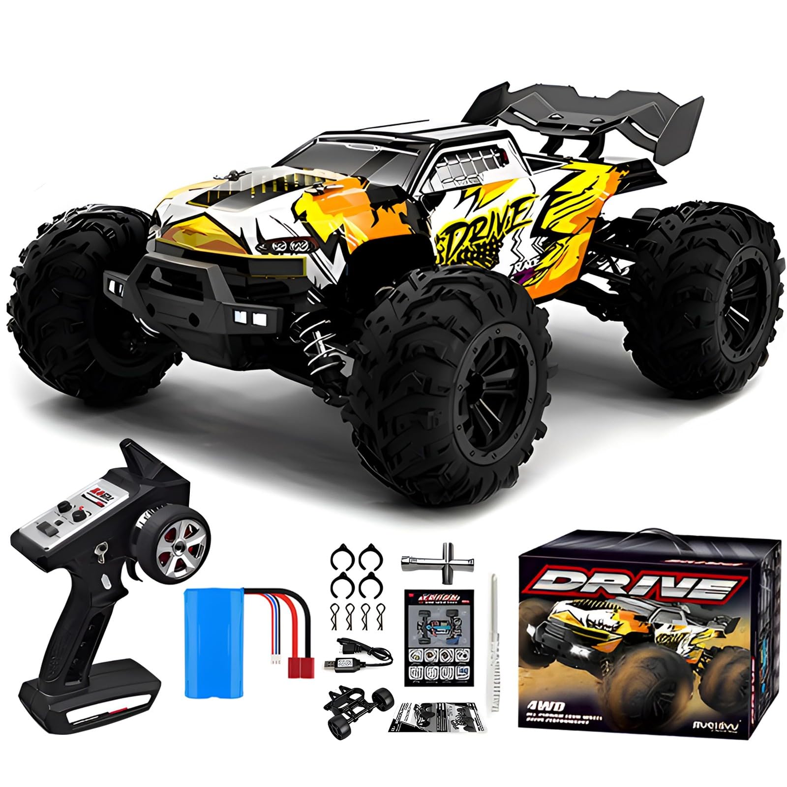 HSOH Remote Control Monster Truck - 1:16 Remote Control Truck 4x4 Rc Cars, 70km/h Brushless Motor Remote Control Cars,1500mAh, LED, 2.4G, Remote Control Car for Boys 8-12 (16102PRO 70KM-H Box)