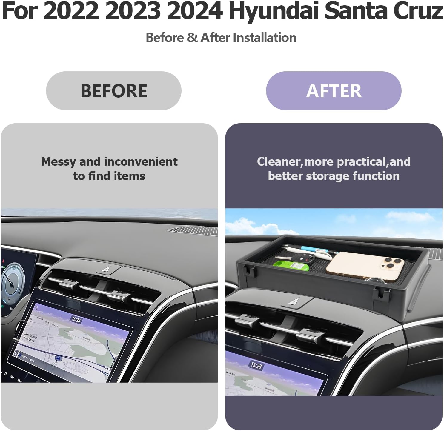 LUWU for 2024 Hyundai Santa Cruz Dashboard Center Console Organizer 2022-2024 Santa Cruz Armrest Storage Box Armrest Organizer 2024 Santa Cruz Console Organizer Tray 2023 2024 Santa Cruz Accessories image 2