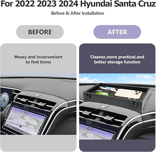 Miniatura 2 de LUWU Organizador de consola central para tablero de instrumentos Hyundai Santa Cruz 2022-2024, caja de almacenamiento para reposabrazos de Santa