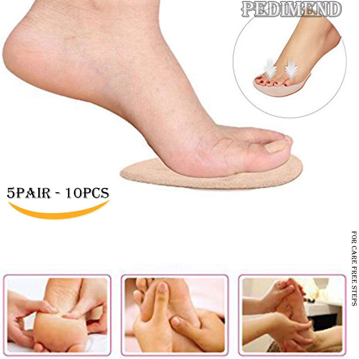Pedimend self-sticking palla di piede (5PAIR – 10PCS) – fascite plantare sollievo dal dolore – metatarso dolore sollievo morbida in gel e inserti in tessuto massaggio soletta – resistente agli