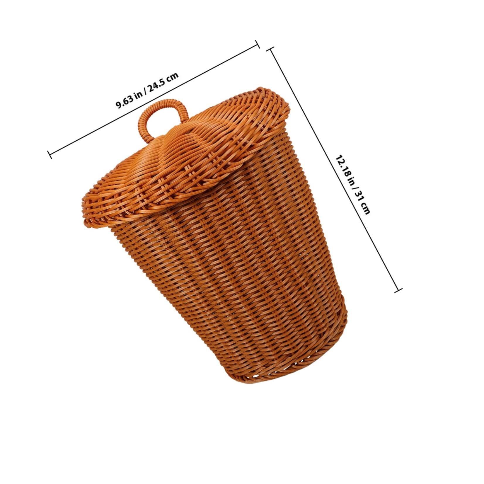 HOMSFOU Cubo de Basura Tejido de Ratán Sintético Marrón para Dormitorio y Uso en Casa, Capacidad Adecuada, Reutilizable Fina Elaboración Natural